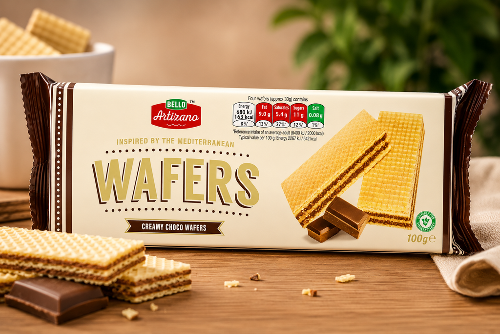 BELLO Creamy Chocolate Wafers 3 x 100g  – Crispy Layers with Rich Chocolate Cream