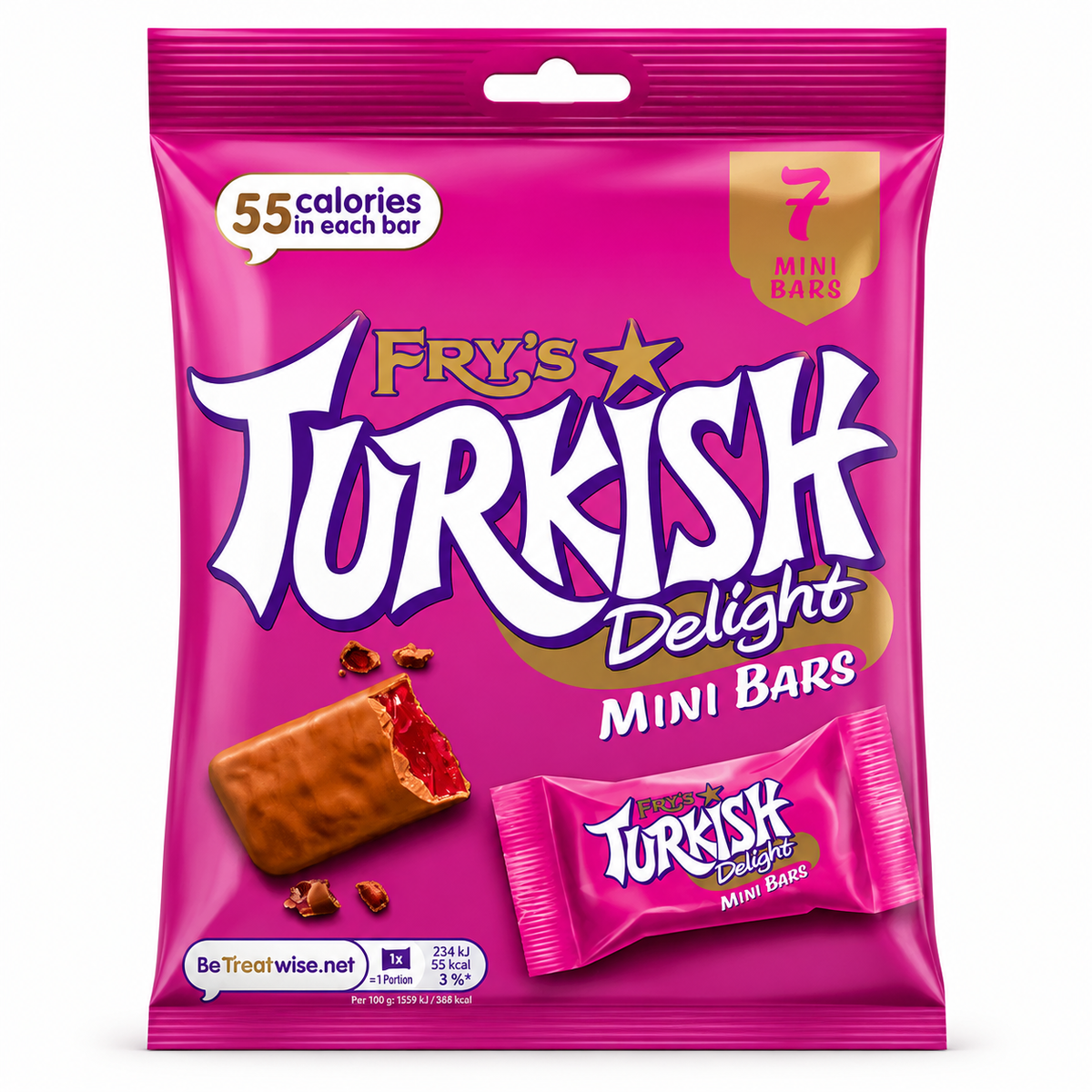 Fry's Turkish Delight Mini Bars 3 x 105g – 21 Milk Chocolate Covered Mini Treats