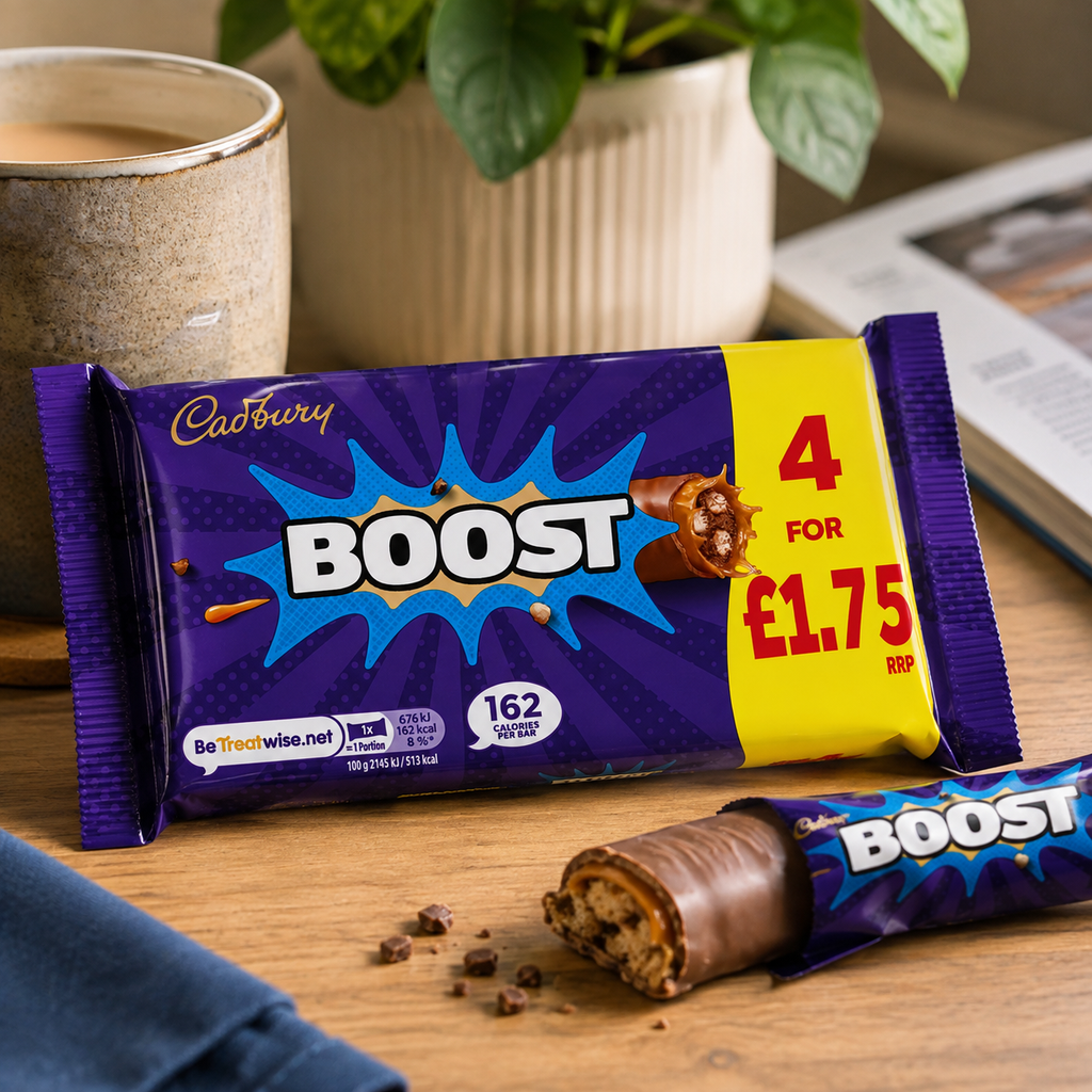 Cadbury Boost Chocolate Bars 3 x 4 Pack 148g – Milk Chocolate with Caramel & Biscuit