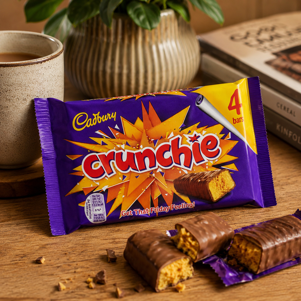Cadbury Crunchie milk chocolate bars with golden honeycomb centre