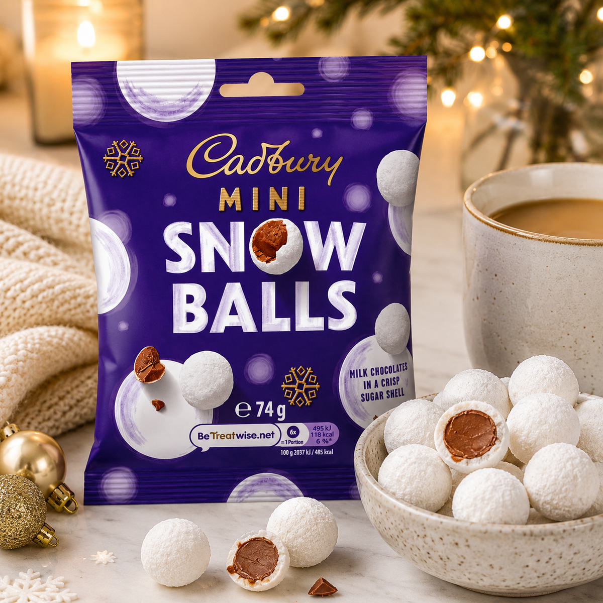 Cadbury Dairy Milk Mini Snow Balls 3 x 74g – Milk Chocolate in Crisp Sugar Shells