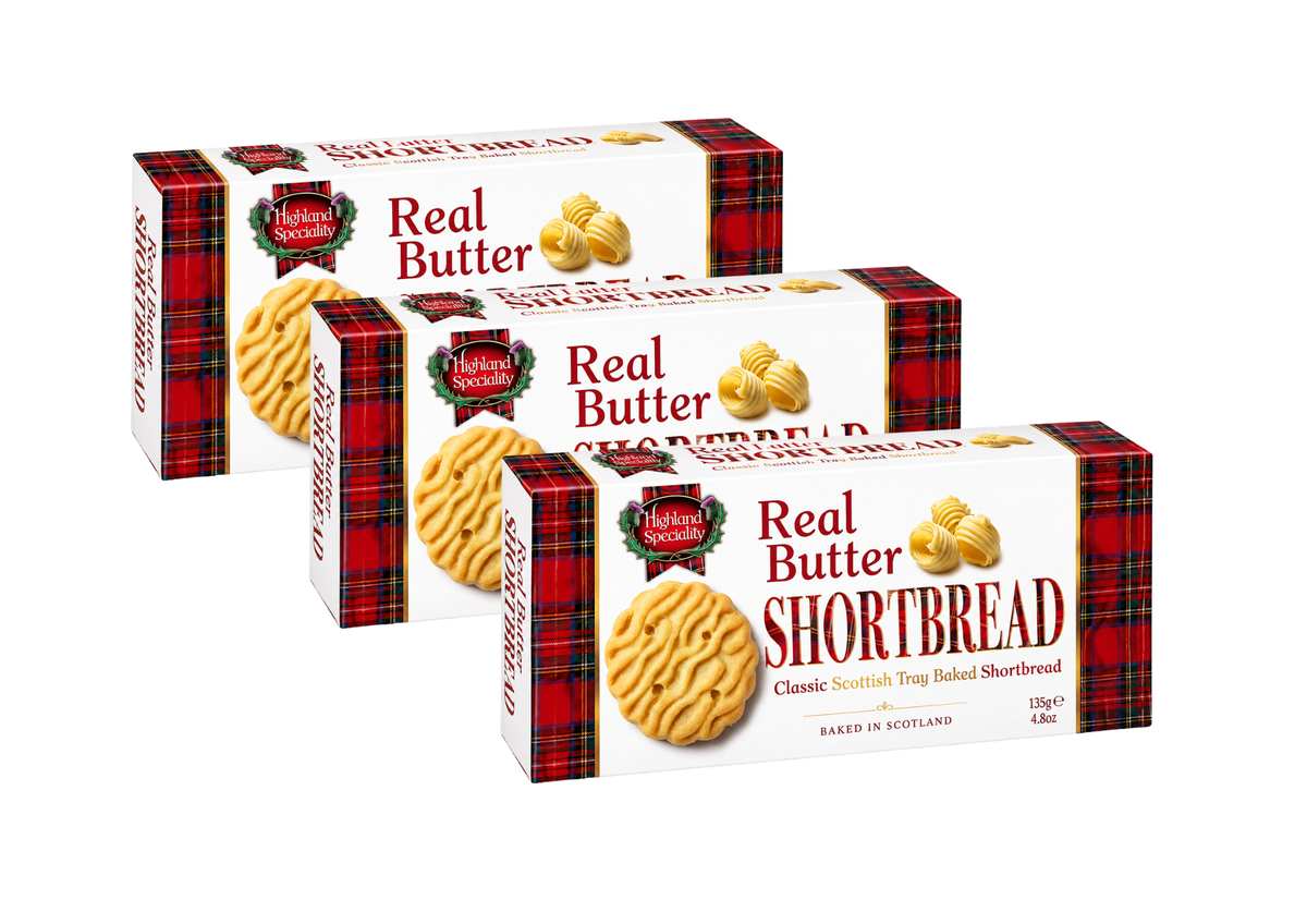 Highland Speciality Real Butter Shortbread 3 Pack – Traditional Scottish Shortbread Biscuits